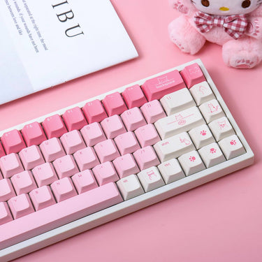 Cherry Pink Cat Keycaps