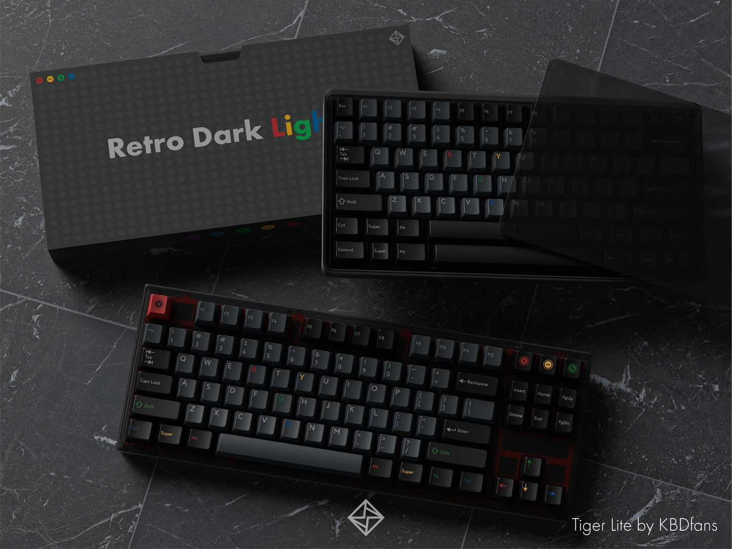 PBTFans Retro Dark Lights Keycap set